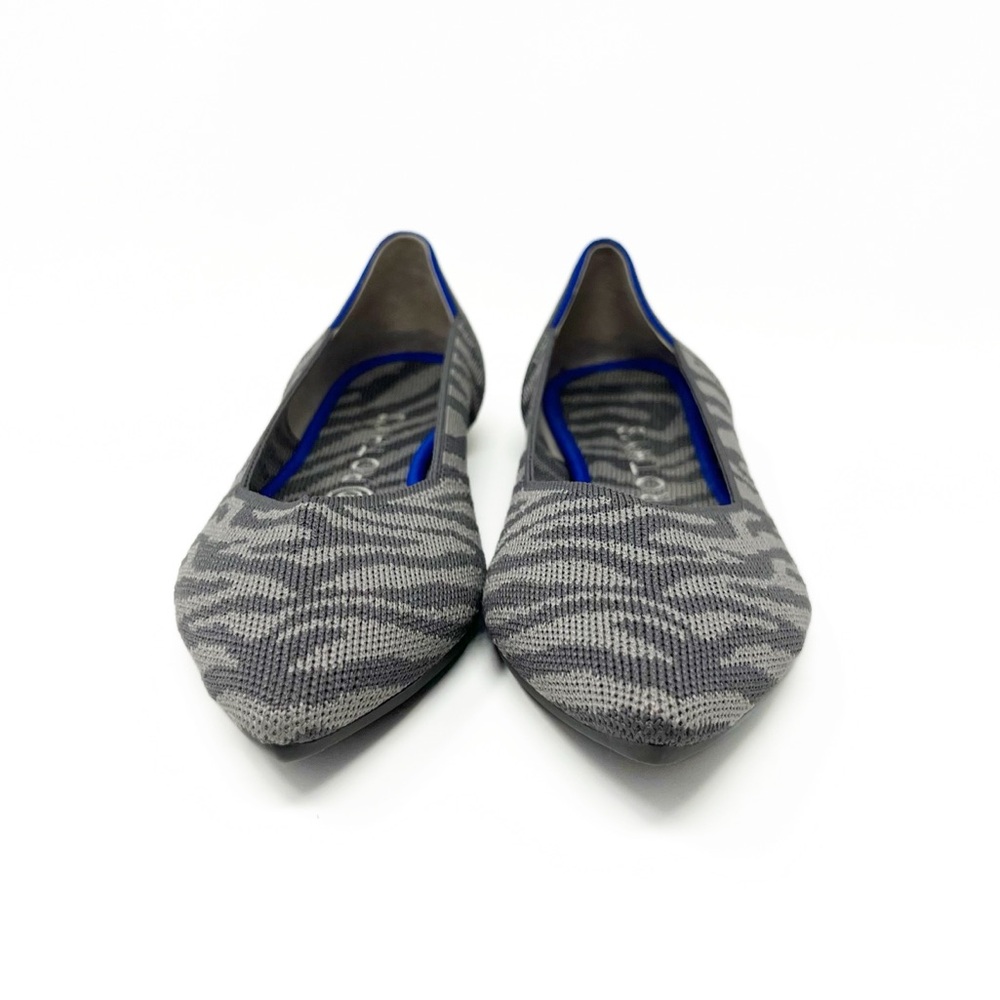 SOLD! Rothy's Retired The Point Grey Zebra Shoes Slip On Ballet Flats Womens 9.5 - Picture 7 of 13